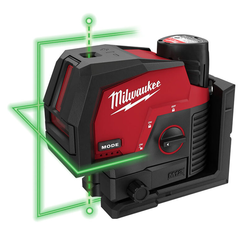 Nivel láser de puntos de plomada y línea cruzada verde Milwaukee M12